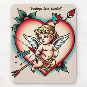 Het klassieke hart Tattoo van Cupido Muismat