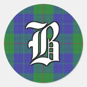 Het klassieke Monogram van het Geruite Schotse Ronde Sticker