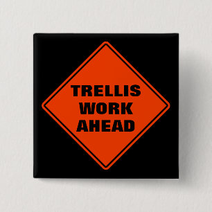 Het klassieke oranje wegbord van Trellis Vierkante Button 5,1 Cm