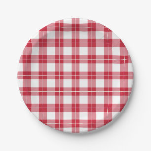 Het klassieke Rode en Witte Patroon van de Plaid Papieren Bordje