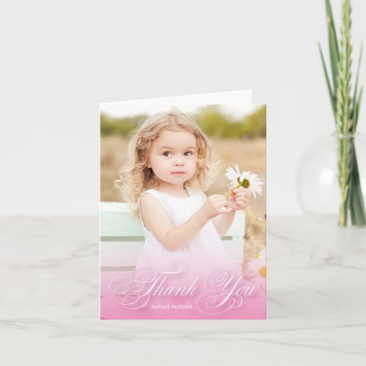 Het klassieke Roze van het Manuscript Swirly met Bedankkaart (Voorkant)