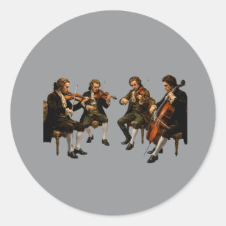 Het Klassieke Strijkkwartet - Oude Olie Schilderij Ronde Sticker