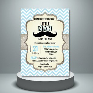Het kleine Man is onderweg   Mustache Baby shower Kaart