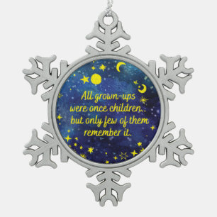 Het kleine Prince Quote met sterren Tin Sneeuwvlok Ornament