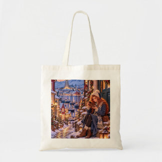 Het Kleine Reisende Meisje Reykjavik Kerst Canvas Tote Bag