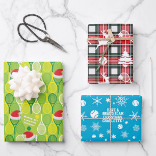 🎄 het Kleuren van Kerst 🎾 tennispatroon, douanet Inpakpapier Vel
