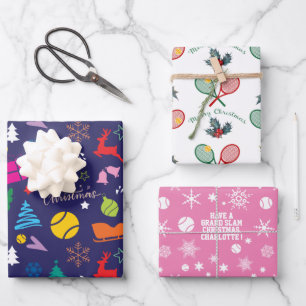 🎄 het Kleuren van Kerst 🎾 tennispatroon, douanet Inpakpapier Vel