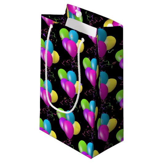 het kleurrijk verjaardagsconflict op ballonnen klein cadeauzakje (Voorkant Gekanteld)