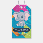 Het kleurrijke Blue Elephant Baby shower Cadeaulabel (Voorkant)