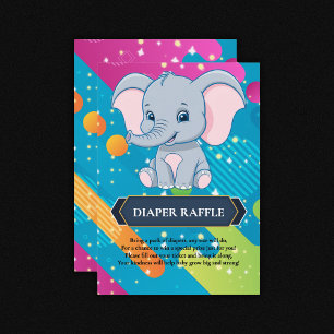 Het kleurrijke Blue Elephant Baby shower Informatiekaartje