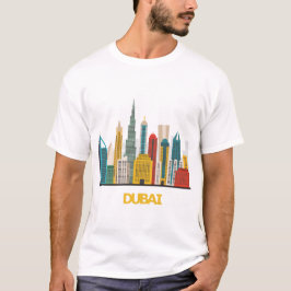 het kleurrijke Dubai cartoon landschap T-shirt