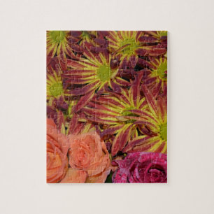 Het Kleurrijke Lot van Mums van bloemstukken Legpuzzel