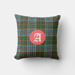 Het kleurrijke Monogram van de Plaid van het Kussen