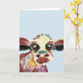 Het kleurrijke Wenskaart van de Koe Kaart (Gele Bloem)