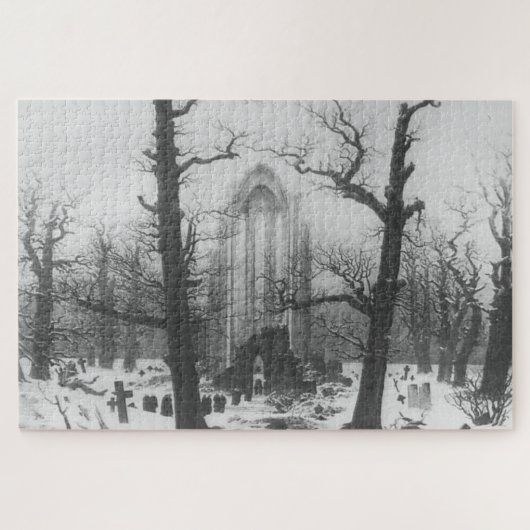 Het klooster begraafplaats in de sneeuw door Caspa Legpuzzel (Horizontaal)