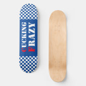 Het knikken Frazy blauw en witte dambord Skateboard (Voorkant)