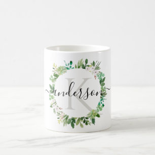 HET KOELE SUCCULENTE MONOGRAM VAN DE WATERVERF VAN KOFFIEMOK