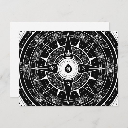 Het kompas nam - (Zwart) Briefkaart toe (Voorkant / Achterkant)