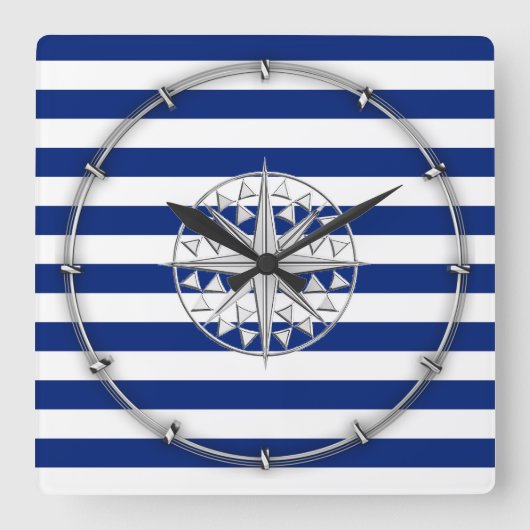 Het Kompas van de Stijl van het chroom op Vierkante Klok (Voorkant)