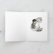 Het konijn eet de Neus van de Sneeuwman Feestdagen Kaart (Binnen)