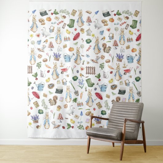 Het konijn Peter Wandkleed (In situ)