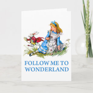 Het konijn vertelt Alice: "Volg mij naar Wonderlan Kaart