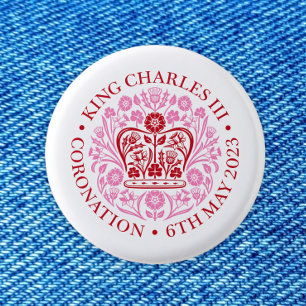 Het koningsembleem van koning Charles 2023 Ronde Button 3,2 Cm