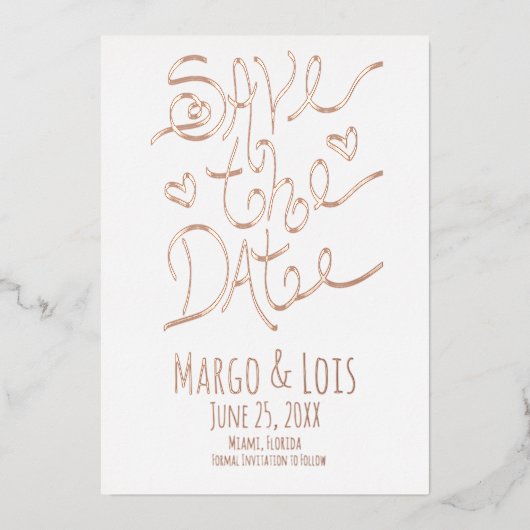 Het Koolstof die sparen de Datum drukken Folie Uitnodiging (Voorkant)