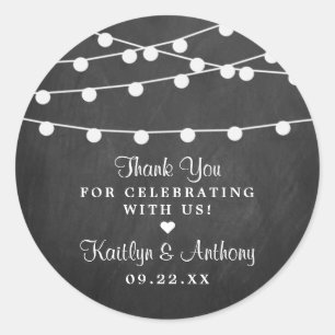 Het koord licht op het Collectie van de bruiloft v Ronde Sticker