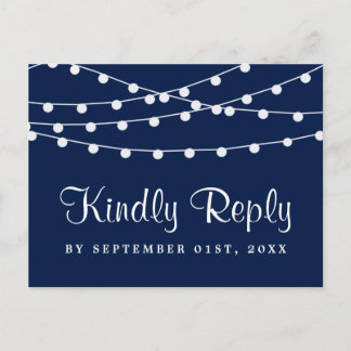 Het koord verlicht op marineblauw Collectie van de Uitnodiging Briefkaart