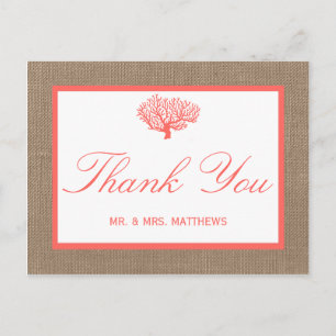 Het koraal op het strand van Burlap Boho Collectie Briefkaart