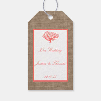 Het koraal op het strand van Burlap Boho Collectie Cadeaulabel