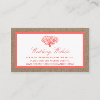 Het koraal op het strand van Burlap Boho Collectie Informatiekaartje