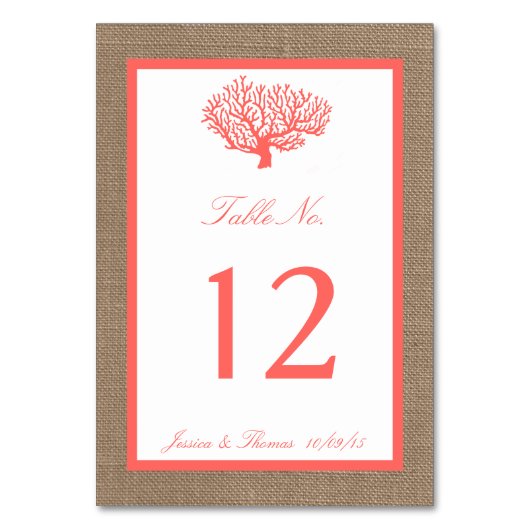 Het koraal op het strand van Burlap Boho Collectie Kaart (Voorkant)