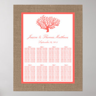 Het koraal op het strand van Burlap Boho Collectie Poster