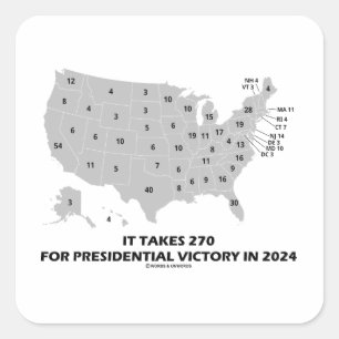Het kost 270 voor de presidentiële overwinning in vierkante sticker