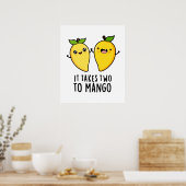 Het kost twee keer mango Funny Dansende Fruit Pun Poster (Keuken)
