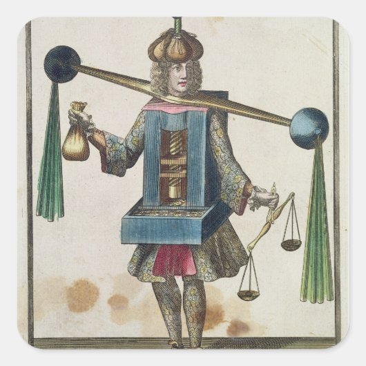 Het kostuum van de Munter Vierkante Sticker (Voorkant)