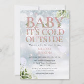 Het koude buiten groen winterroze Baby shower Kaart (Voorkant)
