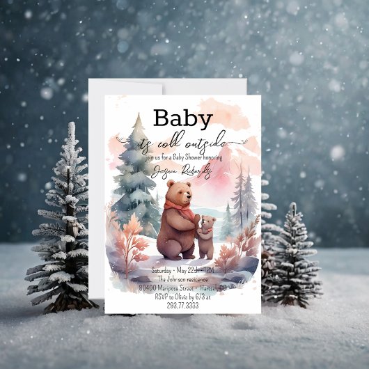 Het koude buiten het winterbos Beren Baby shower Kaart