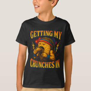 Het krijgen van crunches in sportschool workout gr t-shirt