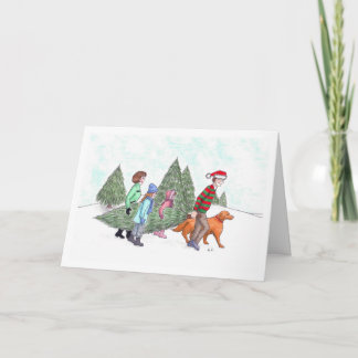 Het krijgen van de Kerstboom Feestdagen Kaart