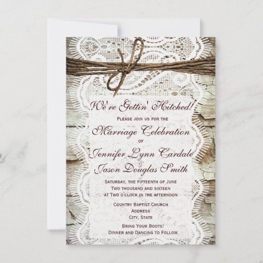 Het krijgen van gehitte Rustic de Uitnodigingen va (Voorkant)