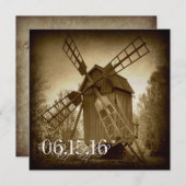 Het krijgen van gehitte Rustic Windmill Wedding Ui Kaart (Voorkant / Achterkant)