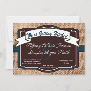 Het krijgen van Hitched Burlap Rustic Wedding Uitn Kaart