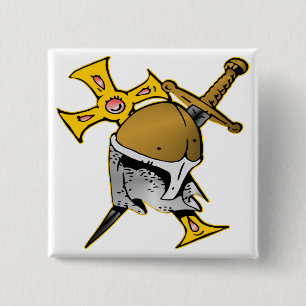 Het Kruis & het Zwaard van de Helm van de Vierkante Button 5,1 Cm