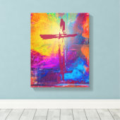 Het kruis van Jezus op de Abstracte schilderkunst Canvas Afdruk (Insitu (Houten vloer))