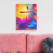Het kruis van Jezus op de Abstracte schilderkunst Canvas Afdruk (Insitu (Woonkamer))