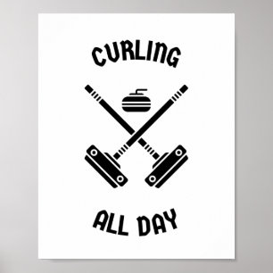 Het krullen de hele dag poster
