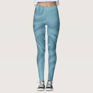 Het krullen van schaduwen over Blauw Kunstwerk Leggings